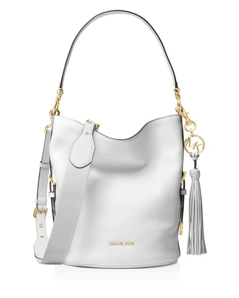 michael kors burlap and leather bucket bag navy and white|Audrey Medium Leather Bucket Bag .